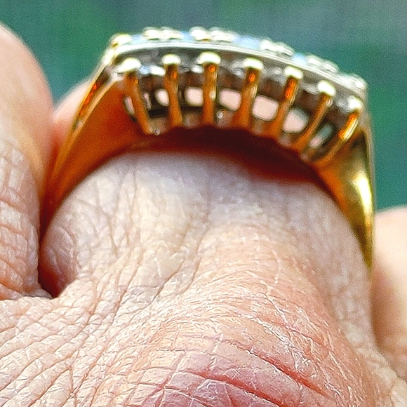 Vintage 3row diamond cluster 14K gold ring 7 1/2 - Picture 7 of 10